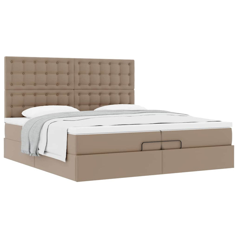 vidaXL Ottomán ágykeret matraccal Cappucino 200x200cm műbőrrel