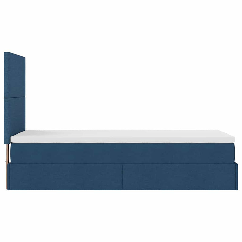 vidaXL Ottomán ágy matraccal kék 90x200 cm szövet