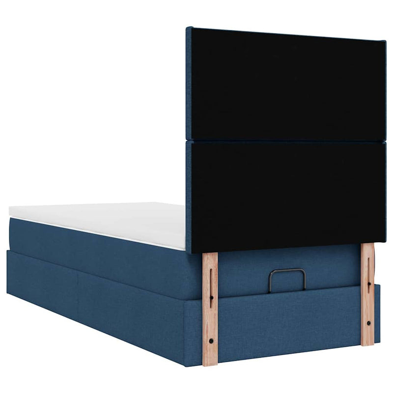 vidaXL Ottomán ágy matraccal kék 90x200 cm szövet