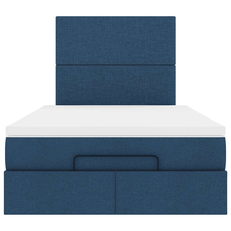 vidaXL Ottomán ágykeret matraccal kék 120x200cm szövet