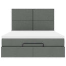 vidaXL Ottomán ágykeret matraccal sötét szürke 140x190cm szövet