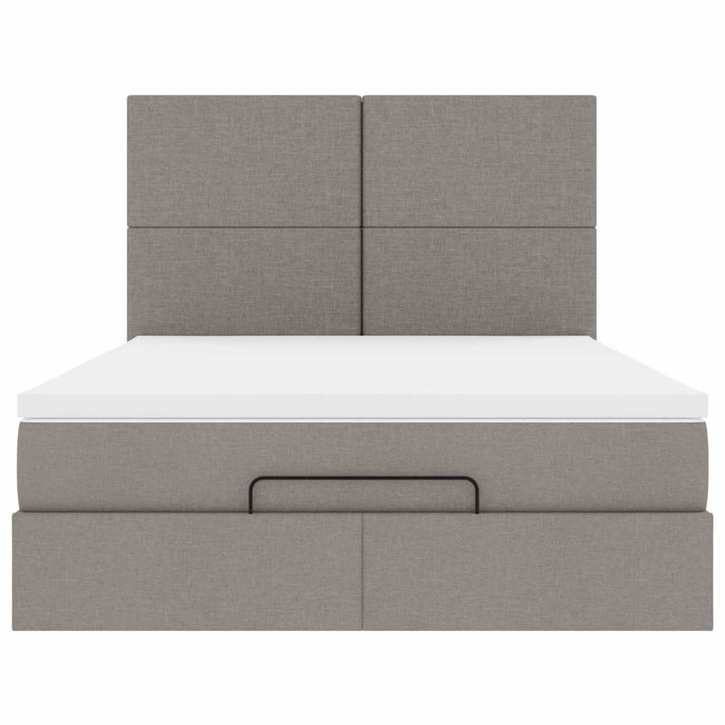 vidaXL Oszmán ágykeret matraccal tópszín 140x200cm szövet