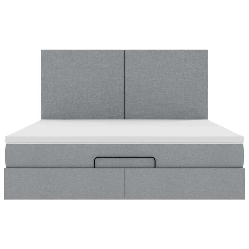 vidaXL Ottomán ágykeret matraccal világosszürke 160x200cm szövet
