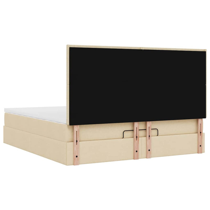 vidaXL Oszmán ágykeret matraccal krém 160x200cm szövet