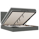 vidaXL Ottomán ágykeret matracokkal Sötét szürke 200x200cm szövet