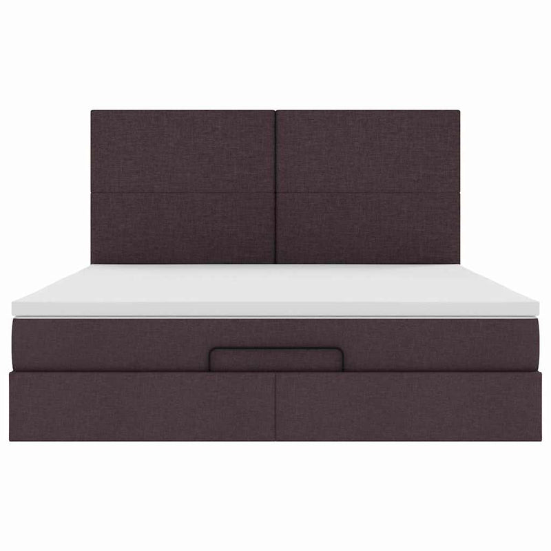vidaXL Ottomán ágykeret matracokkal Sötétbarna 200x200cm szövet