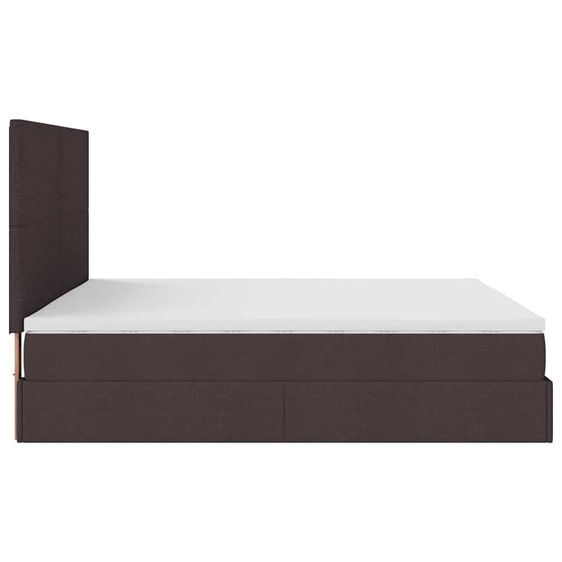vidaXL Ottomán ágykeret matracokkal Sötétbarna 200x200cm szövet
