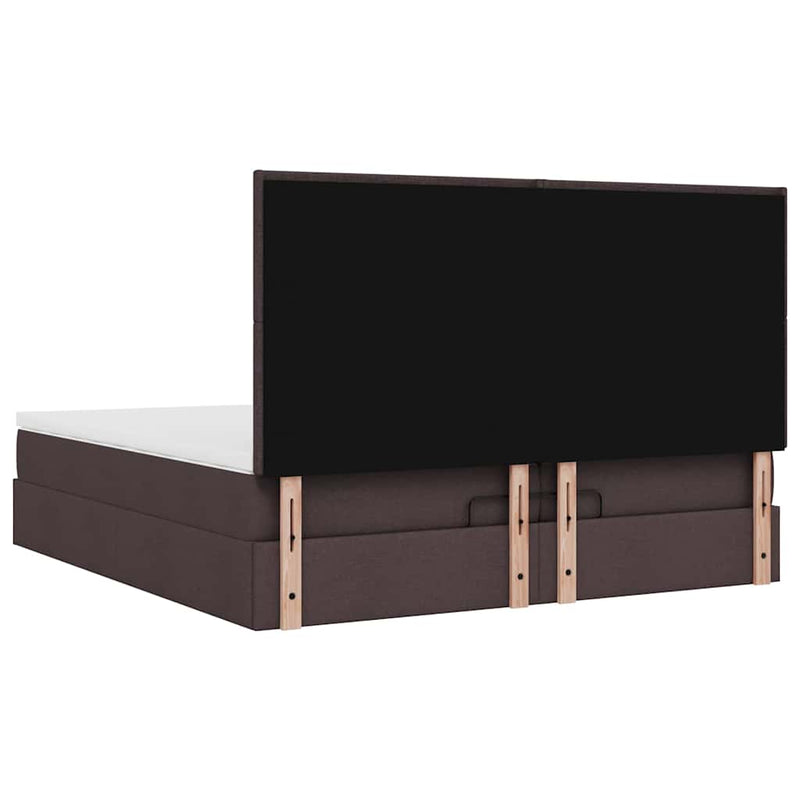 vidaXL Ottomán ágykeret matracokkal Sötétbarna 200x200cm szövet