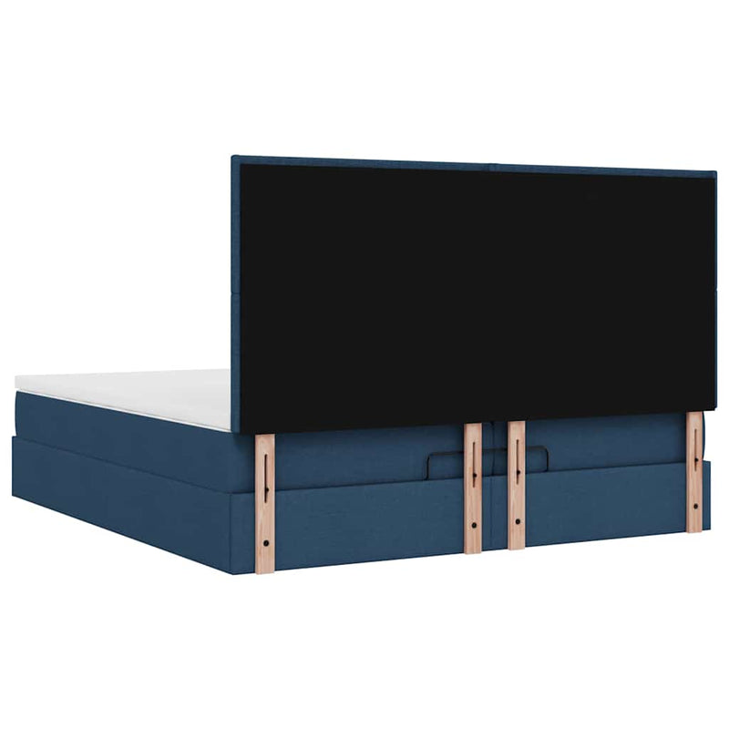 vidaXL Ottomán ágykeret matracokkal kék 200x200cm szövet