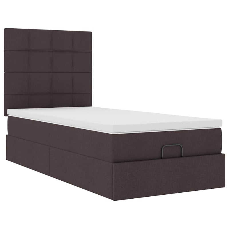 vidaXL Ottomán ágykeret matraccal sötétbarna 80x200cm szövet