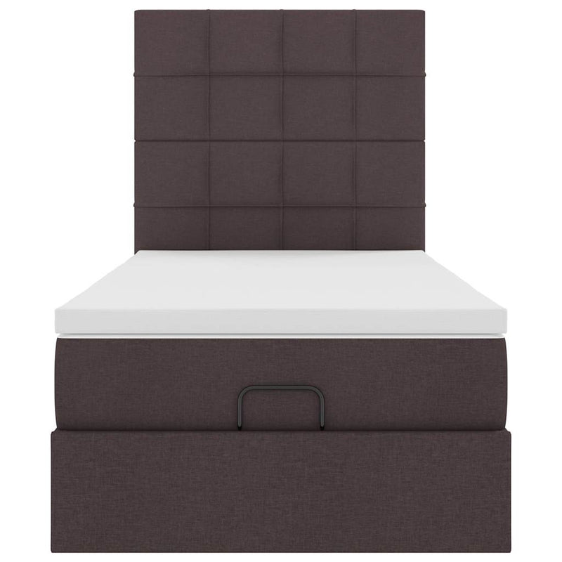 vidaXL Ottomán ágykeret matraccal sötétbarna 80x200cm szövet