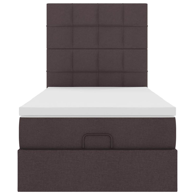 vidaXL Ottomán ágy matraccal sötétbarna 90x200 cm szövet