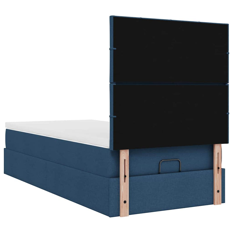 vidaXL Ottomán ágy matraccal kék 90x200 cm szövet