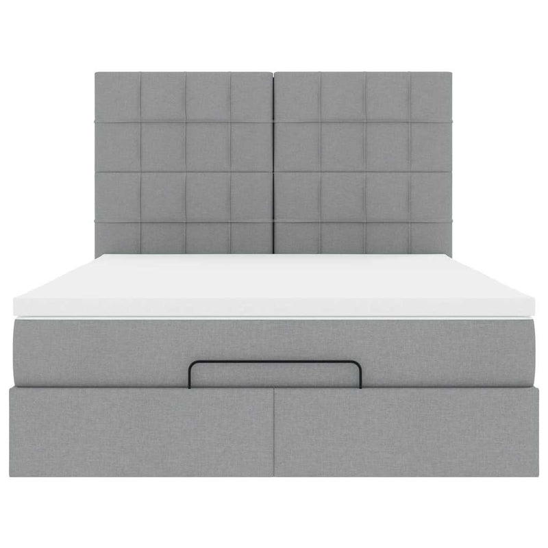 vidaXL Ottomán ágykeret matraccal világosszürke 140x190 cm szövet