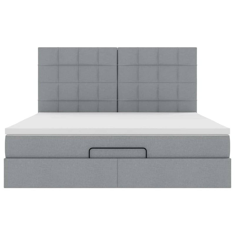 vidaXL Ottomán ágykeret matraccal világosszürke 160x200cm szövet