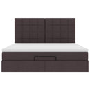 vidaXL Oszmán ágykeret matraccal sötétbarna 160x200cm szövet