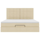 vidaXL Oszmán ágykeret matraccal krém 160x200cm szövet