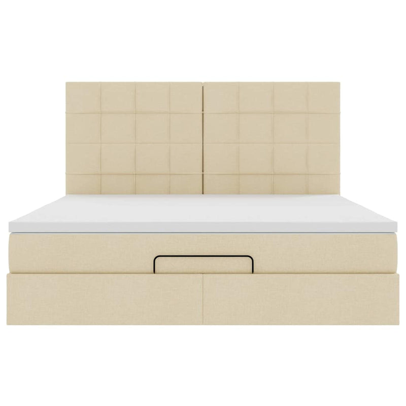 vidaXL Oszmán ágykeret matraccal krém 160x200cm szövet