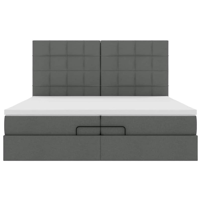 vidaXL Ottomán ágykeret matracokkal Sötét szürke 200x200cm szövet