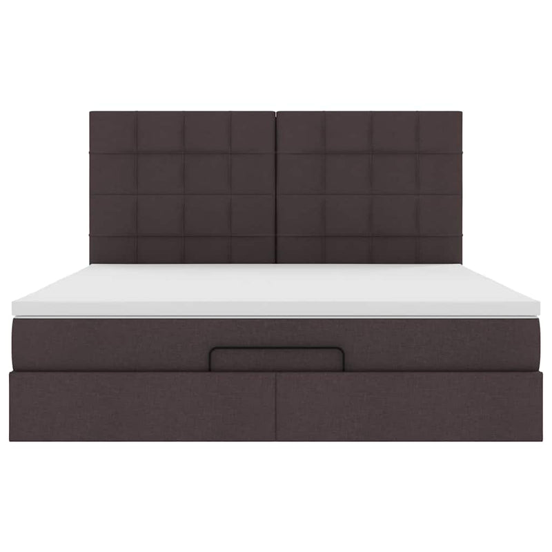 vidaXL Ottomán ágykeret matracokkal Sötétbarna 200x200cm szövet