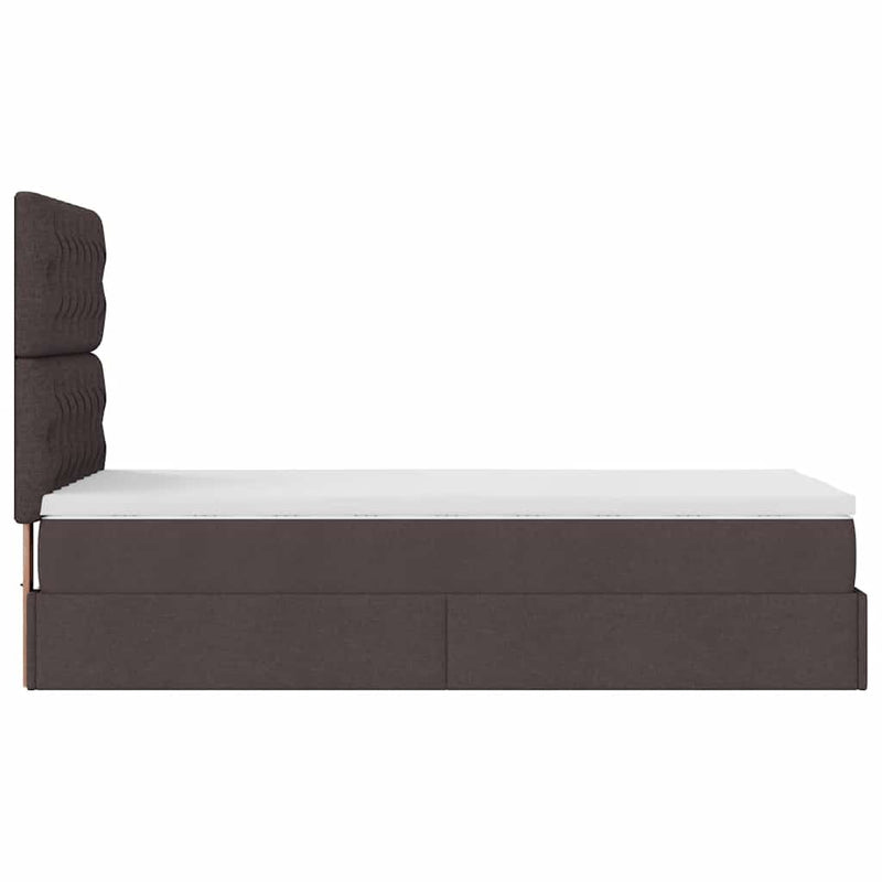 vidaXL Ottomán ágykeret matraccal sötétbarna 80x200cm szövet