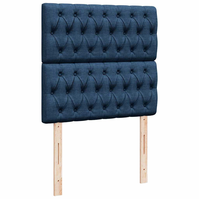vidaXL Ottomán ágykeret matraccal kék 90x190cm szövet