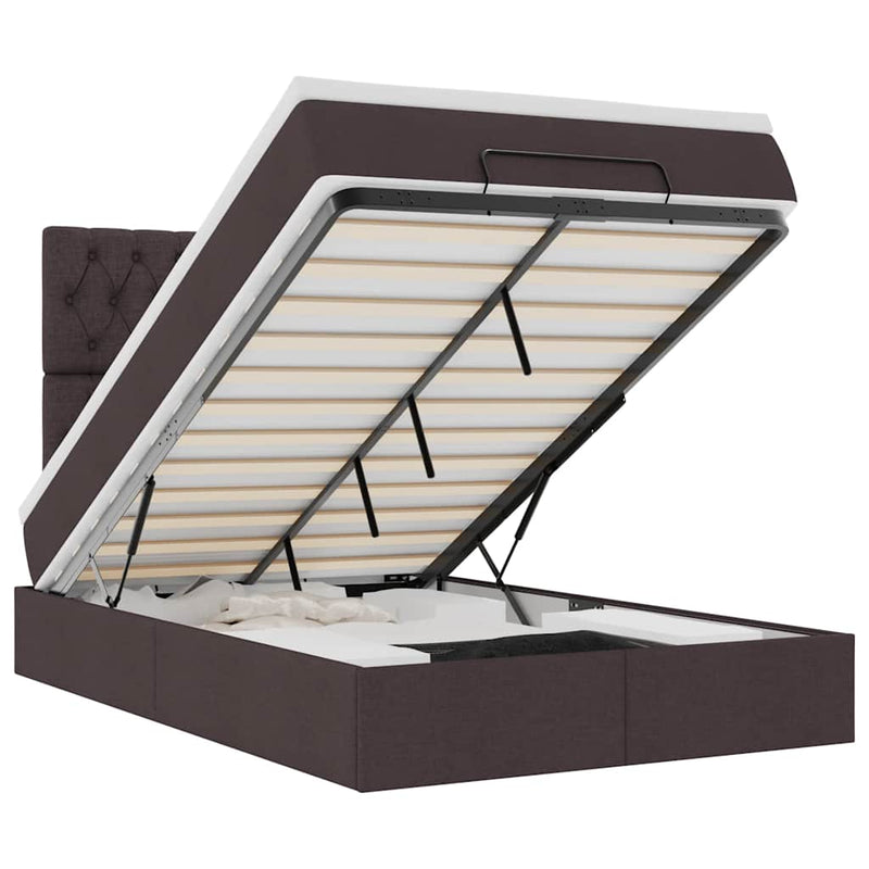 vidaXL Ottomán ágykeret matraccal sötétbarna 120x200cm anyaggal