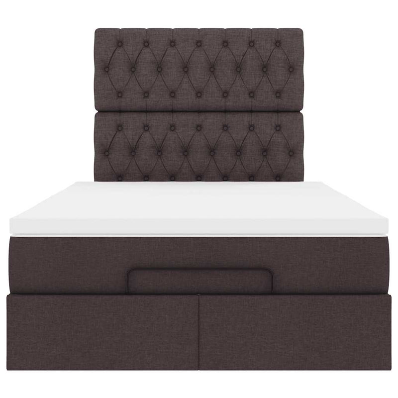 vidaXL Ottomán ágykeret matraccal sötétbarna 120x200cm anyaggal