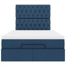 vidaXL Ottomán ágykeret matraccal kék 120x200cm szövet