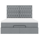 vidaXL Ottomán ágykeret matraccal világosszürke 140x190 cm szövet