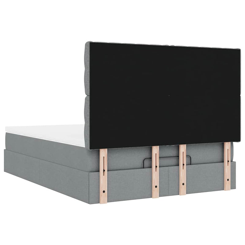 vidaXL Ottomán ágykeret matraccal világosszürke 140x190 cm szövet