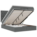 vidaXL Ottomán ágykeret matraccal sötét szürke 140x190cm szövet