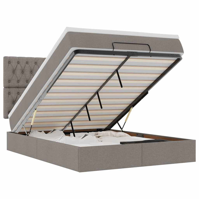 vidaXL Oszmán ágykeret matraccal tópszín 140x200cm szövet