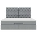 vidaXL Ottomán ágykeret matraccal világosszürke 160x200cm szövet