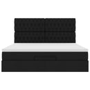 vidaXL Ottomán ágykeret matraccal fekete 160x200cm szövet