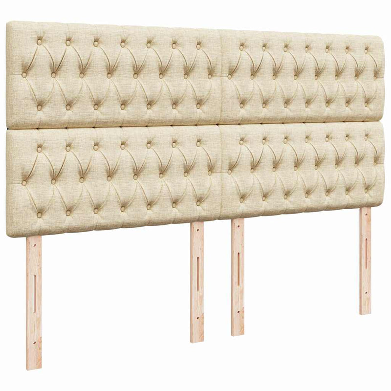 vidaXL Oszmán ágykeret matraccal krém 160x200cm szövet