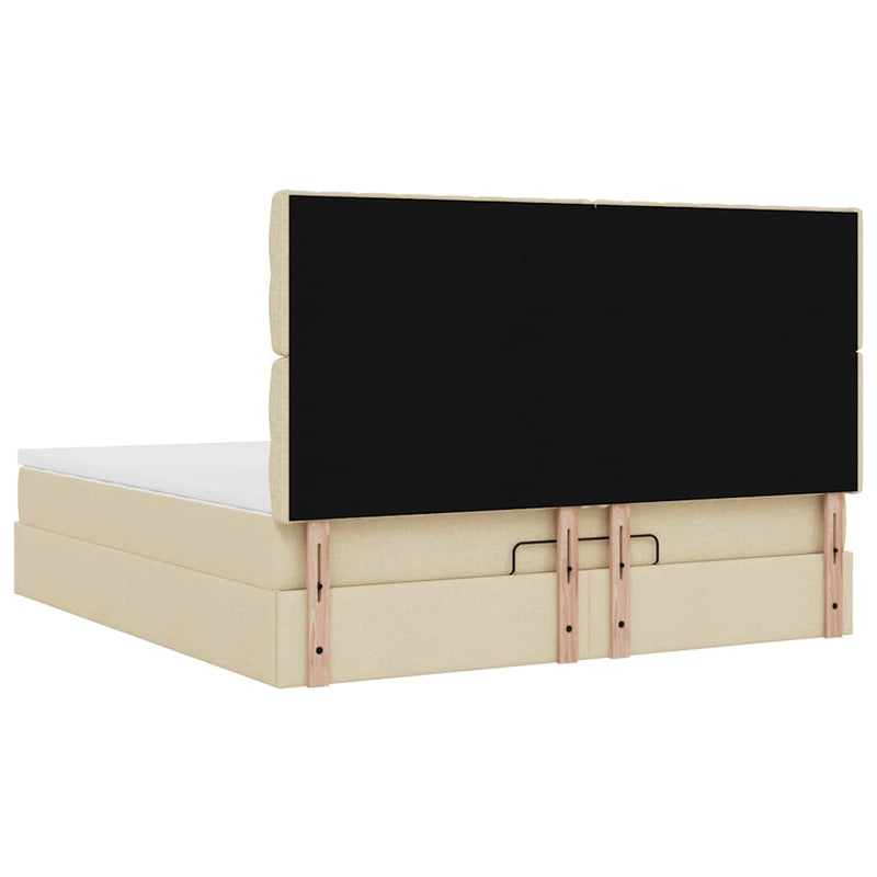 vidaXL Oszmán ágykeret matraccal krém 160x200cm szövet