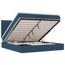 vidaXL Ottomán ágykeret matraccal kék 160x200cm szövet