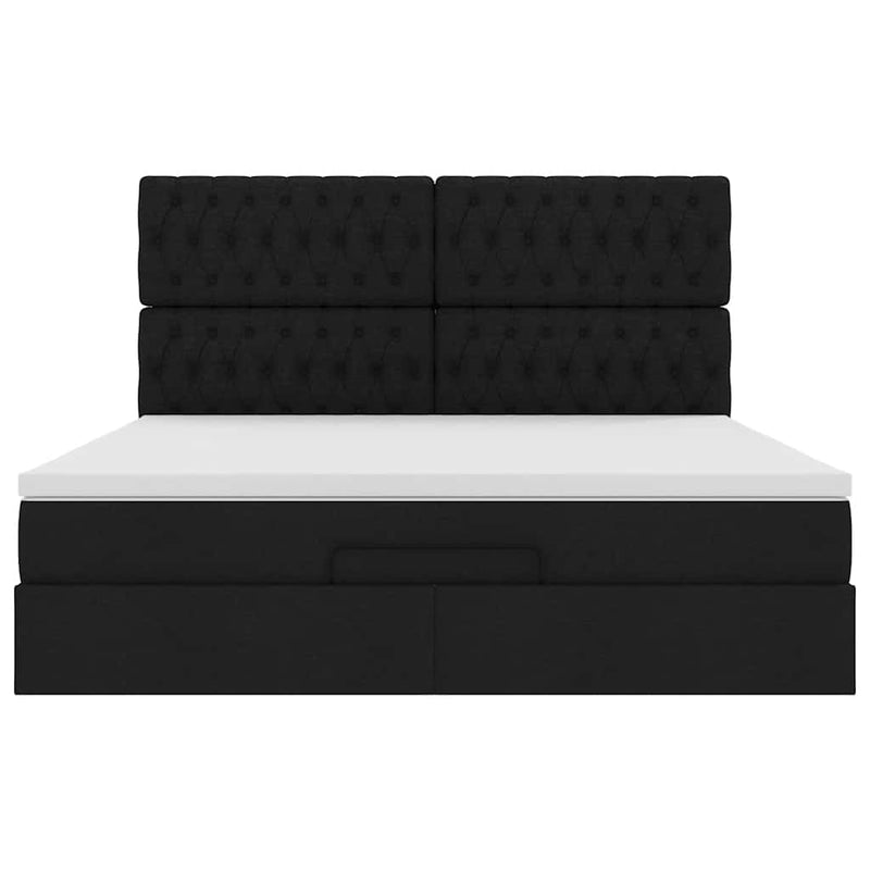 vidaXL Ottomán ágykeret matraccal fekete 180x200cm szövet