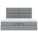 vidaXL Ottomán ágykeret matracokkal Sötét szürke 200x200cm szövet