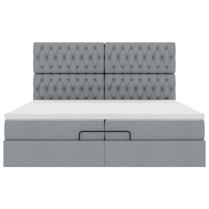 vidaXL Ottomán ágykeret matracokkal Sötét szürke 200x200cm szövet