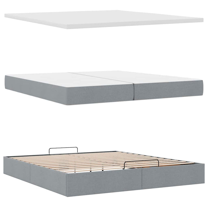 vidaXL Ottomán ágykeret matracokkal Sötét szürke 200x200cm szövet