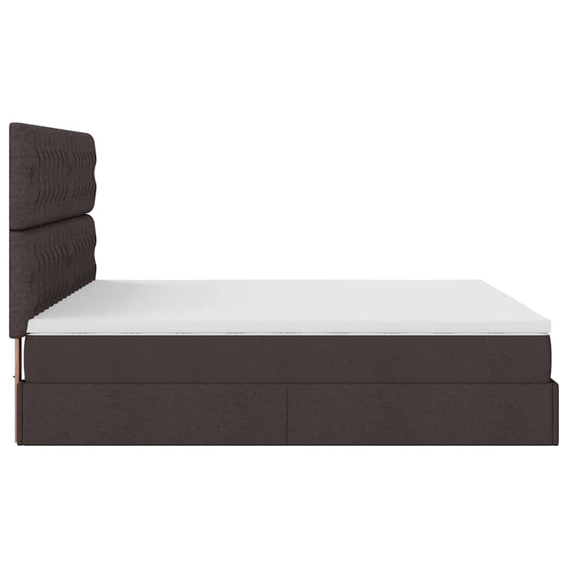 vidaXL Ottomán ágykeret matracokkal Sötétbarna 200x200cm szövet