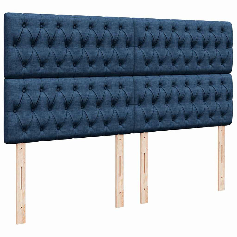 vidaXL Ottomán ágykeret matracokkal kék 200x200cm szövet