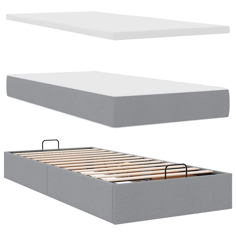 vidaXL Ottomán ágykeret matraccal világosszürke 80x200cm szövet