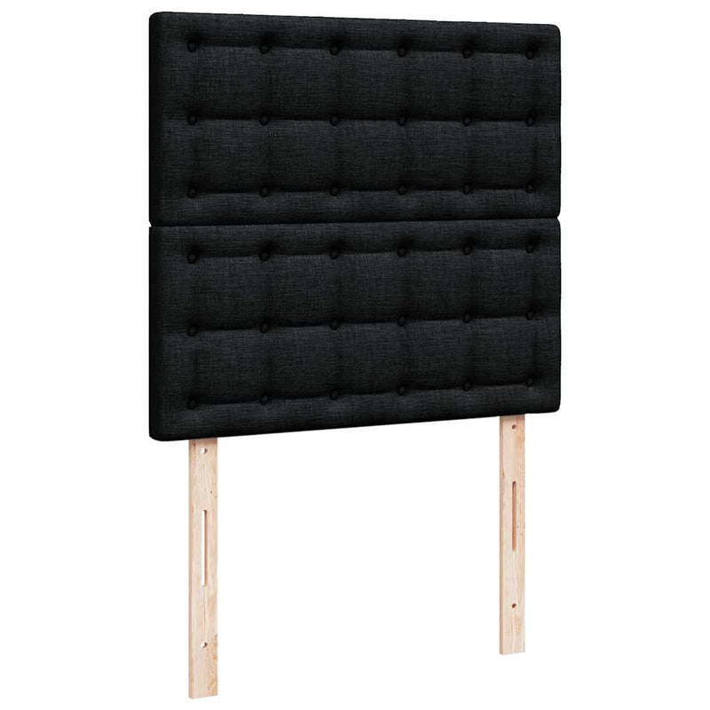 vidaXL Ottomán ágykeret matraccal fekete 80x200cm szövet