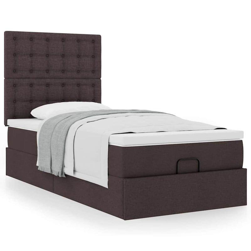vidaXL Ottomán ágykeret matraccal sötétbarna 80x200cm szövet