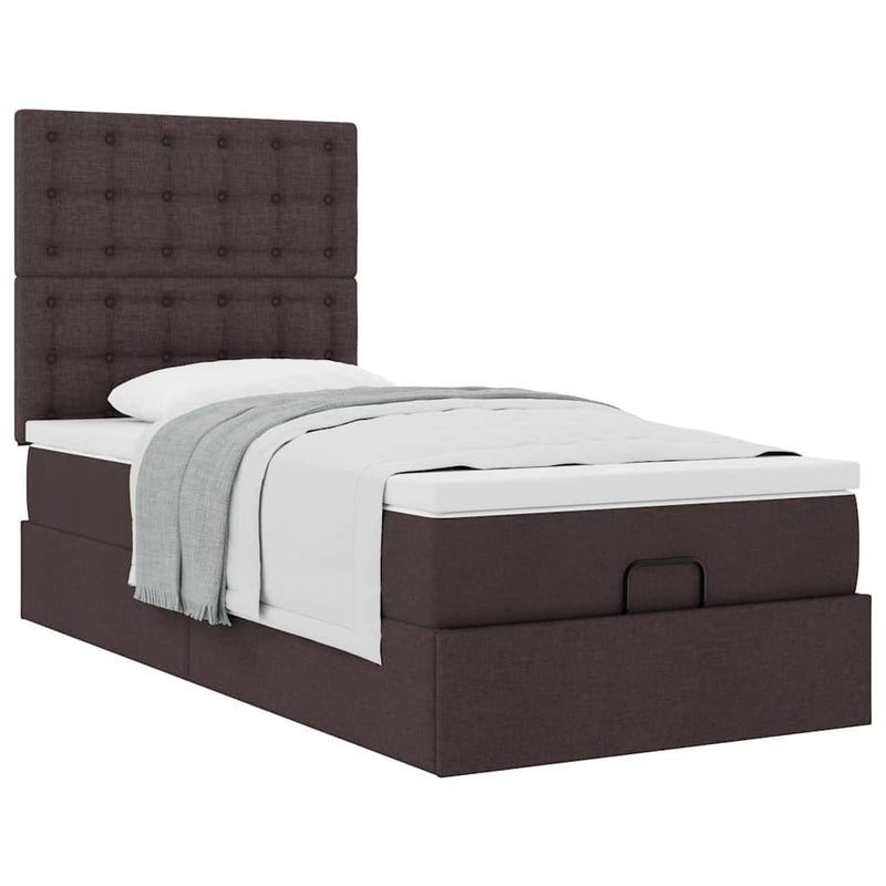 vidaXL Ottomán ágykeret matraccal sötétbarna 80x200cm szövet