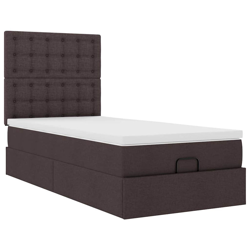 vidaXL Ottomán ágykeret matraccal sötétbarna 80x200cm szövet
