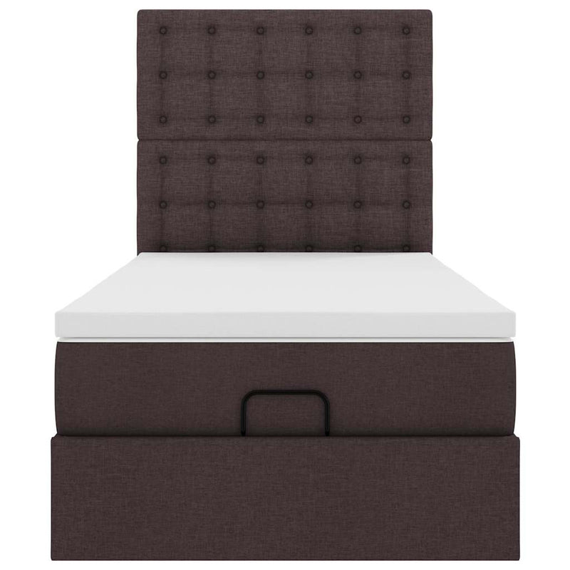vidaXL Ottomán ágykeret matraccal sötétbarna 80x200cm szövet